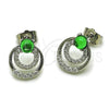Rhodium Gold Filled Stud Earring, with Green and White Cubic Zirconia, Polished, Rhodium Finish, 02.452.0036