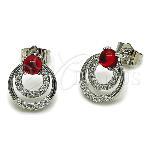 Rhodium Gold Filled Stud Earring, with Green and White Cubic Zirconia, Polished, Rhodium Finish, 02.452.0036.1