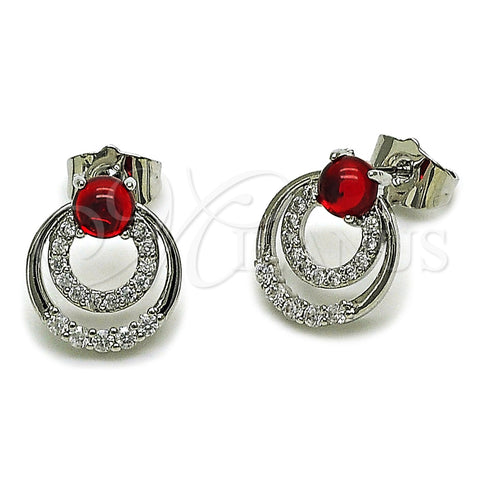 Rhodium Gold Filled Stud Earring, with Green and White Cubic Zirconia, Polished, Rhodium Finish, 02.452.0036.1