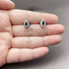 Rhodium Gold Filled Stud Earring, Cluster Design, with Sapphire Blue and White Cubic Zirconia, Polished, Rhodium Finish, 02.452.0037