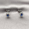 Rhodium Gold Filled Stud Earring, Cluster Design, with Sapphire Blue and White Cubic Zirconia, Polished, Rhodium Finish, 02.452.0037