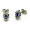 Rhodium Gold Filled Stud Earring, Cluster Design, with Sapphire Blue and White Cubic Zirconia, Polished, Rhodium Finish, 02.452.0037