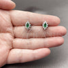 Rhodium Gold Filled Stud Earring, Cluster Design, with Green and White Cubic Zirconia, Polished, Rhodium Finish, 02.452.0037.2