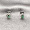 Rhodium Gold Filled Stud Earring, Cluster Design, with Green and White Cubic Zirconia, Polished, Rhodium Finish, 02.452.0037.2
