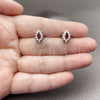 Rhodium Gold Filled Stud Earring, Cluster Design, with Garnet and White Cubic Zirconia, Polished, Rhodium Finish, 02.452.0037.3