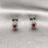 Rhodium Gold Filled Stud Earring, Cluster Design, with Garnet and White Cubic Zirconia, Polished, Rhodium Finish, 02.452.0037.3