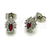 Rhodium Gold Filled Stud Earring, Cluster Design, with Garnet and White Cubic Zirconia, Polished, Rhodium Finish, 02.452.0037.3