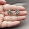 Rhodium Gold Filled Stud Earring, Baguette Design, with White Cubic Zirconia, Polished, Rhodium Finish, 02.452.0038