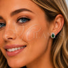 Rhodium Gold Filled Stud Earring, Teardrop and Cluster Design, with Green Cubic Zirconia and White Micro Pave, Polished, Rhodium Finish, 02.452.0039