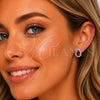 Rhodium Gold Filled Stud Earring, Cluster and Teardrop Design, with Garnet Cubic Zirconia and White Micro Pave, Polished, Rhodium Finish, 02.452.0039.1
