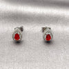 Rhodium Gold Filled Stud Earring, Cluster and Teardrop Design, with Garnet Cubic Zirconia and White Micro Pave, Polished, Rhodium Finish, 02.452.0039.1