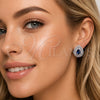 Rhodium Gold Filled Stud Earring, Teardrop and Cluster Design, with Sapphire Blue and White Cubic Zirconia, Polished, Rhodium Finish, 02.452.0040