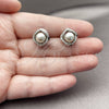 Rhodium Gold Filled Stud Earring, Love Knot Design, with Ivory Pearl and White Micro Pave, Polished, Rhodium Finish, 02.452.0041