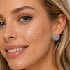 Rhodium Gold Filled Stud Earring, Baguette and Cluster Design, with White Cubic Zirconia, Polished, Rhodium Finish, 02.452.0043