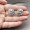 Rhodium Gold Filled Stud Earring, Baguette and Cluster Design, with White Cubic Zirconia, Polished, Rhodium Finish, 02.452.0043