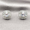 Rhodium Gold Filled Stud Earring, Baguette and Cluster Design, with White Cubic Zirconia, Polished, Rhodium Finish, 02.452.0043