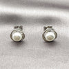 Rhodium Gold Filled Stud Earring, Love Knot Design, with Ivory Pearl, Polished, Rhodium Finish, 02.452.0044