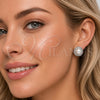 Rhodium Gold Filled Stud Earring, Cluster Design, with Ivory Pearl and White Cubic Zirconia, Polished, Rhodium Finish, 02.452.0045