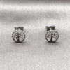 Rhodium Gold Filled Stud Earring, Tree Design, with White Cubic Zirconia, Polished, Rhodium Finish, 02.344.0188