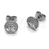Rhodium Gold Filled Stud Earring, Tree Design, with White Cubic Zirconia, Polished, Rhodium Finish, 02.344.0188
