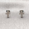 Rhodium Gold Filled Stud Earring, Cross Design, with White Cubic Zirconia, Polished, Rhodium Finish, 02.344.0189