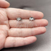 Rhodium Gold Filled Stud Earring, Love and Heart Design, with White Micro Pave, Polished, Rhodium Finish, 02.344.0190