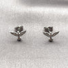 Rhodium Gold Filled Stud Earring, Bird Design, with White Micro Pave, Polished, Rhodium Finish, 02.344.0191