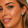 Rhodium Gold Filled Stud Earring, Four-leaf Clover Design, with Ivory Pearl and White Cubic Zirconia, Polished, Rhodium Finish, 02.344.0193