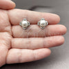 Rhodium Gold Filled Stud Earring, Four-leaf Clover Design, with Ivory Pearl and White Cubic Zirconia, Polished, Rhodium Finish, 02.344.0193