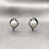 Rhodium Gold Filled Stud Earring, Evil Eye Design, with Ivory Pearl and White Cubic Zirconia, Polished, Rhodium Finish, 02.344.0150.1