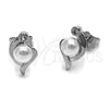 Rhodium Gold Filled Stud Earring, Evil Eye Design, with Ivory Pearl and White Cubic Zirconia, Polished, Rhodium Finish, 02.344.0150.1