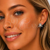 Rhodium Gold Filled Stud Earring, Cluster Design, with Ivory Pearl and White Cubic Zirconia, Polished, Rhodium Finish, 02.344.0194