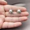 Rhodium Gold Filled Stud Earring, Cluster Design, with Ivory Pearl and White Cubic Zirconia, Polished, Rhodium Finish, 02.344.0194