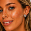 Rhodium Gold Filled Stud Earring, Leaf Design, with Ivory Pearl and White Micro Pave, Polished, Rhodium Finish, 02.344.0026.1