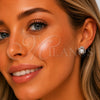 Rhodium Gold Filled Stud Earring, Flower and Crown Design, with White Cubic Zirconia and Ivory Pearl, Polished, Rhodium Finish, 02.344.0140.1