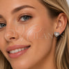 Rhodium Gold Filled Stud Earring, Heart Design, with White Micro Pave and Ivory Pearl, Polished, Rhodium Finish, 02.344.0001.1