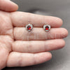 Rhodium Gold Filled Stud Earring, Heart Design, with Garnet Cubic Zirconia and White Micro Pave, Polished, Rhodium Finish, 02.344.0196