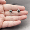 Rhodium Gold Filled Stud Earring, Heart Design, with Black Cubic Zirconia and White Micro Pave, Polished, Rhodium Finish, 02.344.0196.1