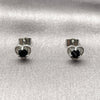 Rhodium Gold Filled Stud Earring, Heart Design, with Black Cubic Zirconia and White Micro Pave, Polished, Rhodium Finish, 02.344.0196.1