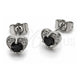 White Gold Filled Stud Earring, Heart Design, with Black Cubic Zirconia and White Micro Pave, Polished, Rhodium Finish, 02.344.0196.1