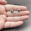 Rhodium Gold Filled Stud Earring, Heart Design, with Green Cubic Zirconia and White Micro Pave, Polished, Rhodium Finish, 02.344.0196.2