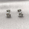 Rhodium Gold Filled Stud Earring, Love Knot Design, with White Cubic Zirconia, Polished, Rhodium Finish, 02.342.0071.1
