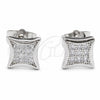 Rhodium Gold Filled Stud Earring, with White Micro Pave, Polished, Rhodium Finish, 02.344.0197