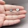 Rhodium Gold Filled Stud Earring, Heart Design, with White Micro Pave and White Cubic Zirconia, Polished, Rhodium Finish, 02.344.0118.2