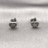 Rhodium Gold Filled Stud Earring, Heart Design, with White Micro Pave and White Cubic Zirconia, Polished, Rhodium Finish, 02.344.0118.2