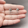 Rhodium Gold Filled Stud Earring, Cross Design, with White Micro Pave, Polished, Rhodium Finish, 02.342.0119.1