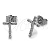 Rhodium Gold Filled Stud Earring, Cross Design, with White Micro Pave, Polished, Rhodium Finish, 02.342.0119.1