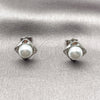 Rhodium Gold Filled Stud Earring, with Ivory Pearl and White Micro Pave, Polished, Rhodium Finish, 02.344.0199