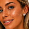 Rhodium Gold Filled Stud Earring, Cluster Design, with Ivory Pearl and White Cubic Zirconia, Polished, Rhodium Finish, 02.344.0201