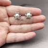 Rhodium Gold Filled Stud Earring, Cluster Design, with Ivory Pearl and White Cubic Zirconia, Polished, Rhodium Finish, 02.344.0201